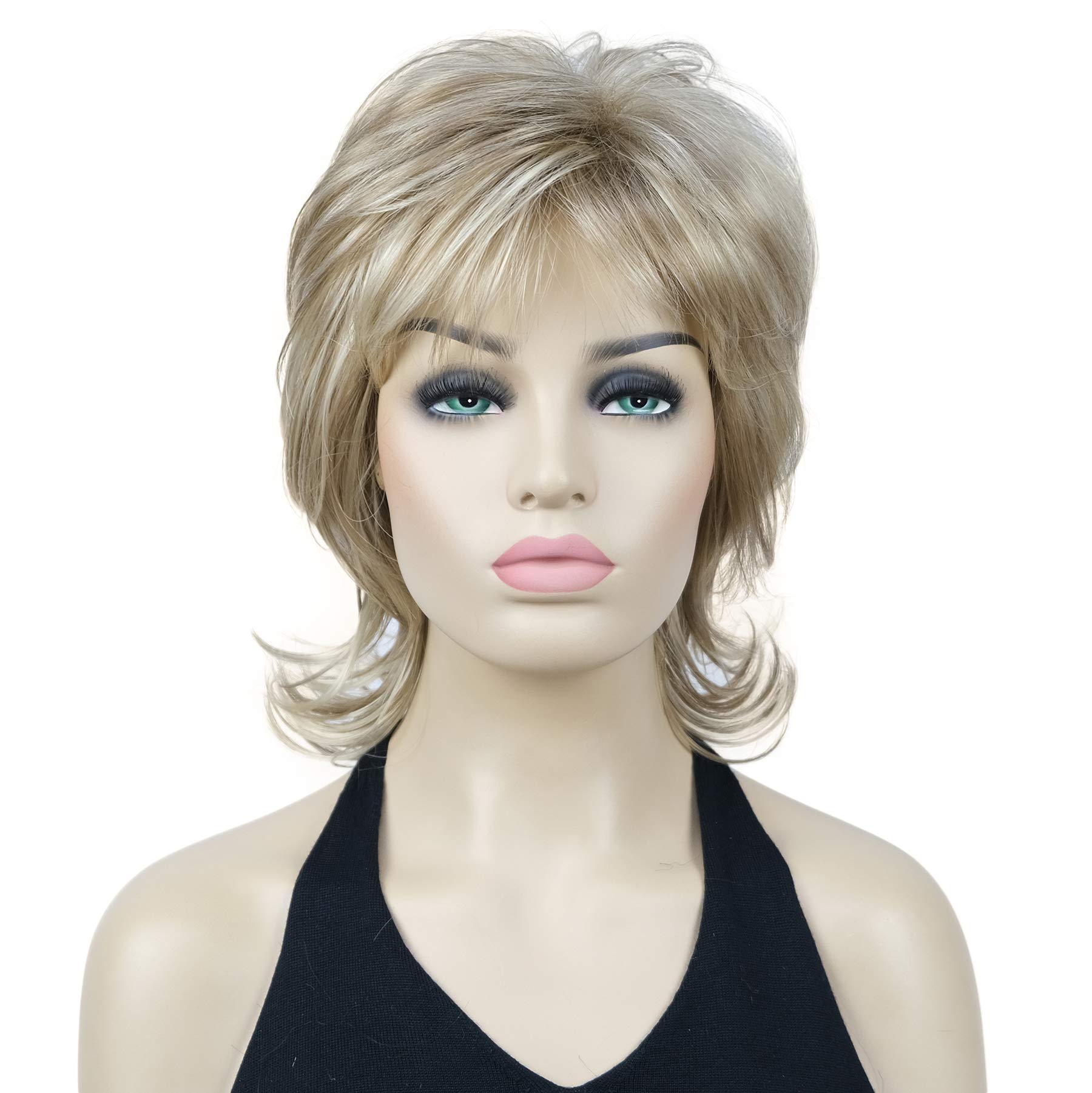 Lydell 16" Long Soft Shaggy Layered Wig Classic Cap Full Natural Synthetic Wigs (H16/613 Blonde Highlights)
