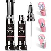 Makartt Nail Rhinestone Glue: Precision Gap Filling Gel with Brush for Gems | Low Viscosity, UV/LED Cured, Gap Filling, Small Charms, Glitter, Pearls and Sequins, 3D Sculpting, DIY and Salon Use