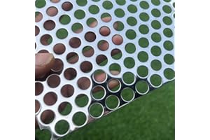 FengYoo 23.6"x11.8" Opening Round Holes About 1/2inch (12mm) Perforated Metal Sheets 19Gauge Expanded Metal Mesh Perforated 304 Stainless Steel Sheet Mesh Screen Metal Screen Panel Decorative Me