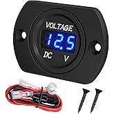DaierTek Battery Voltage Meter Waterproof DC 12V 24V LED Voltmeter Panel 12 Volt 24 Volt 36 Volt Battery Monitor with Blue Li