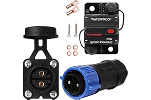 GaiRen Trolling Motor Plug and Circuit Breaker 60Amp Kit, Trolling Motor Connector with Receptacle 12/24/36/48 Volt Marine Boat Power Waterproof IP67 Compatible with 8 AWG wire