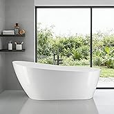 59" Acrylic Freestanding Soaking Bathtub, Free Standing Tub, Stylish Stand Alone Contemporary Soaking Tub with Integrated Overflow and Drain In Chrome, cUPC Certified