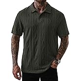 Herberton Mens Textured Knit Polo Shirts Loose Fit Stretch Casual Summer Collared Shirt (S-XXL)