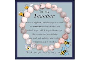 VICKHU Teacher appreciation gifts,Natural Stone teacher Bracelet gifts for women,thank you gifts for teacher meaningful gifts for women with gift message card