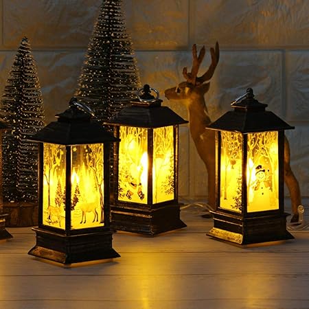 Amazon Com Juesi Christmas Candle Lantern 3 Pack Decorative Lantern With Led Candle Battery Operated Hanging Lanterns Flameless Candle Lantern For Xmas Indoor Outdoor Use 2 1 L X 2 1 W X 5 1 H Garden