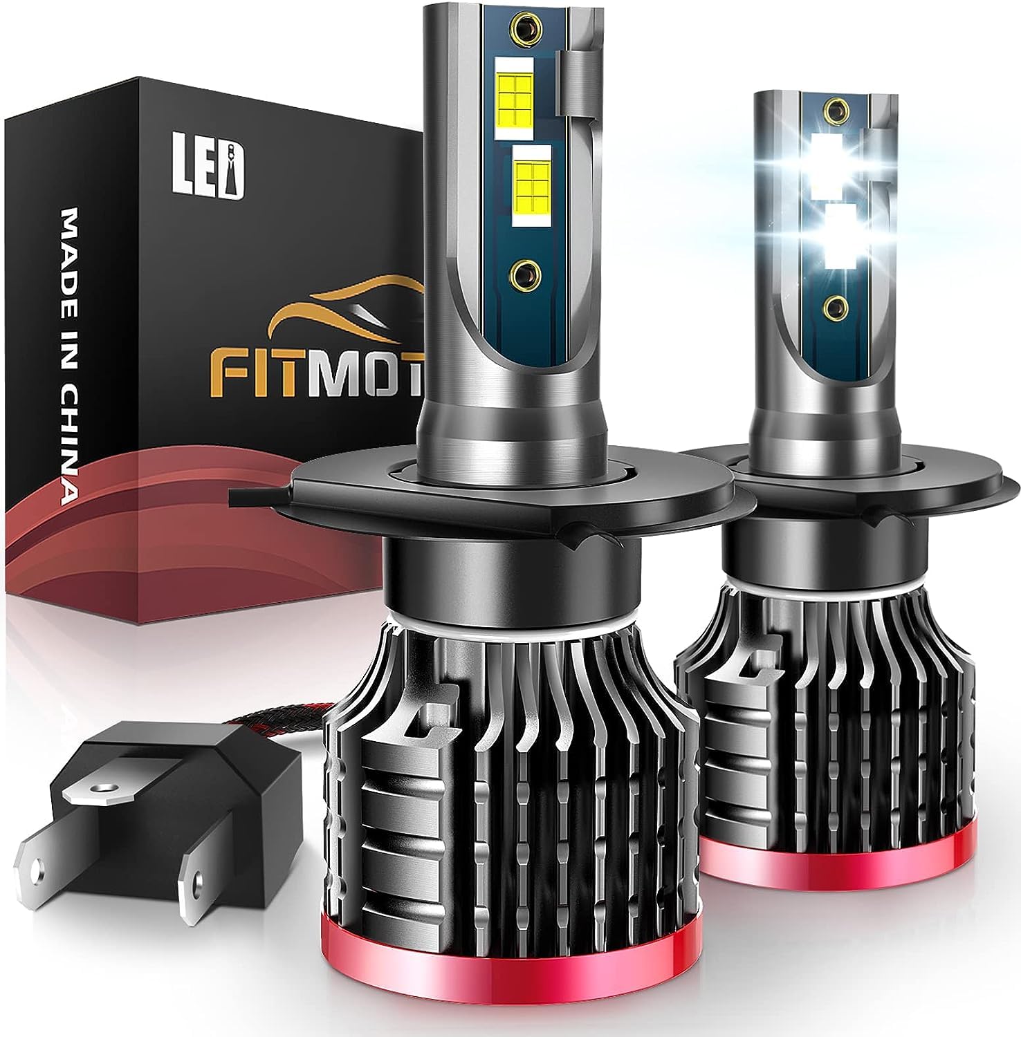 Photo 1 of FITMOTORS H4/9003 LED Bulbs,80W 16000 Lumens Bright,6500K Cool White LED Fog Light Halogen Replacement IP68 Waterproof, Pack of 2