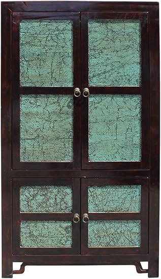 Amazon Com Chinese Distressed Turquoise Brown Large Armoire