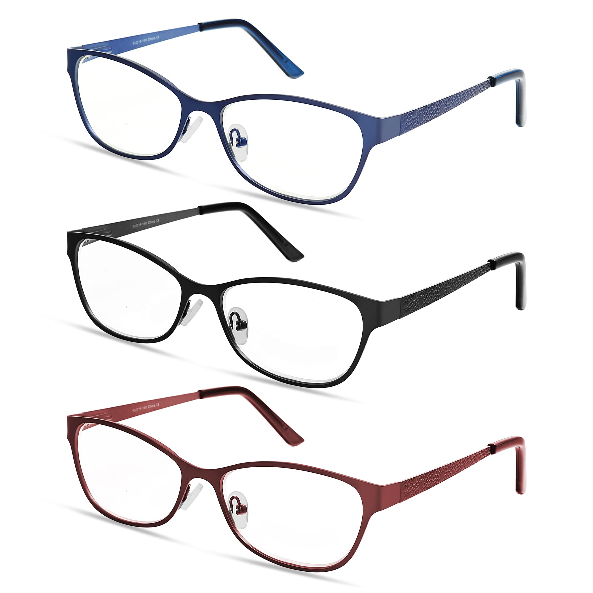 EFE Reading Glasses Men Women Blue Light Blocking Metal Frame Stainless Steel Material Spring Hinges Classic Style Metal Frame Rectangular Adult Reading Glasses Mens/Womens