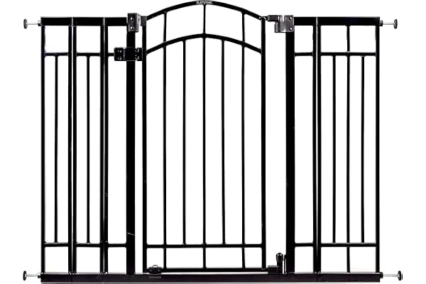 Ingenuity Multi-Use Decorative Extra Tall Walk-Thru Baby Gate, Fits Openings 28.5-48 Inch (Pack of 1), Black Metal, for Doorways and Stairways, 36' Tall Baby and Pet Gate, Black, One Size