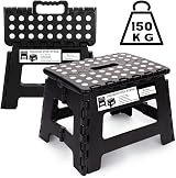 SMALUCK Folding Step Stool 9 Inch Heavy Duty Plastic Black
