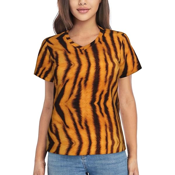 JBYJBX Orange tiger leopard Print Women's Casual Tops Shirt