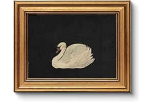 HUARCEY Gold Framed Vintage Wall Art for Living Room, Grace Swan Art Painting Pictures Rustic Animal Bathroom Prints Farmhouse Wall Decor Canvas Swan Shelf Decor for Kitchen Bedroom (Zwaan - 8"x10")