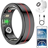 Fit Ring for Women Men, Ring Health Tracker with Heart Rate,Blood Oxygen,Heart Rate Variability, Stress, Sleep Monitor, Step Counter, Smart Ring for iPhone & Android, No Subscription Fee (Black, 11#)