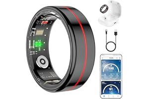 TIANTIANKA Fit Ring for Women Men, Ring Health Tracker with Heart Rate,Blood Oxygen,Heart Rate Variability, Stress, Sleep Monitor, Step Counter, Smart Ring for iPhone & Android, No Subscription Fee (Black, 11#)