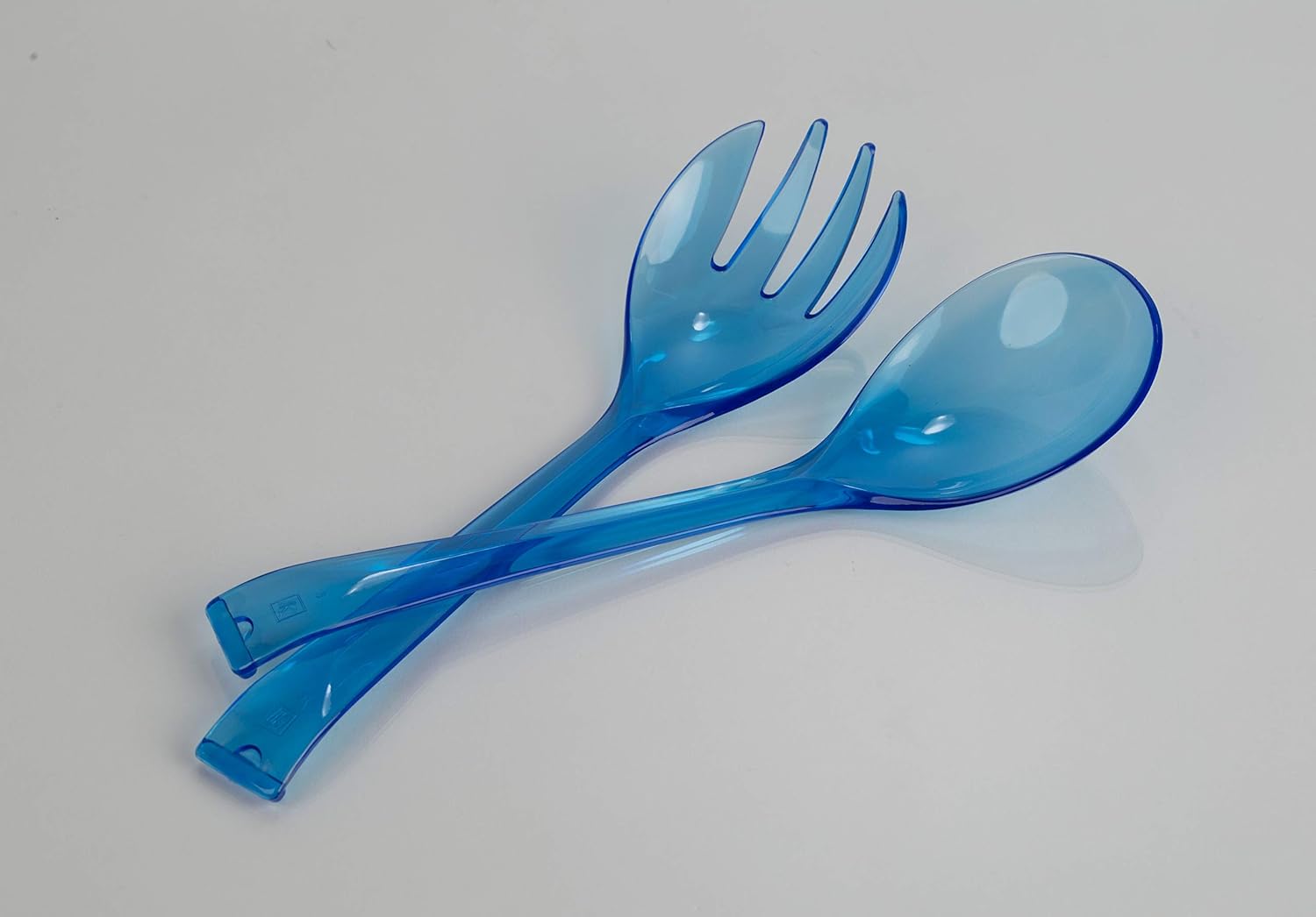 Set Di 2 Posate Da Insalata In Plastica | Colore Blu Trasparente | Lavabili In Lavastoviglie - Foto 6