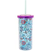 Silver Buffalo Disney Lilo & Stitch Halloween Costumes of Other Disney Characters Featuring Scrump Plastic Tall Cold Cup with Lid and Straw, 20 Ounces
