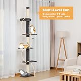 PAWZ Road Cat Tree 5-Tier Floor to Ceiling Height Adjustable Grey view 5