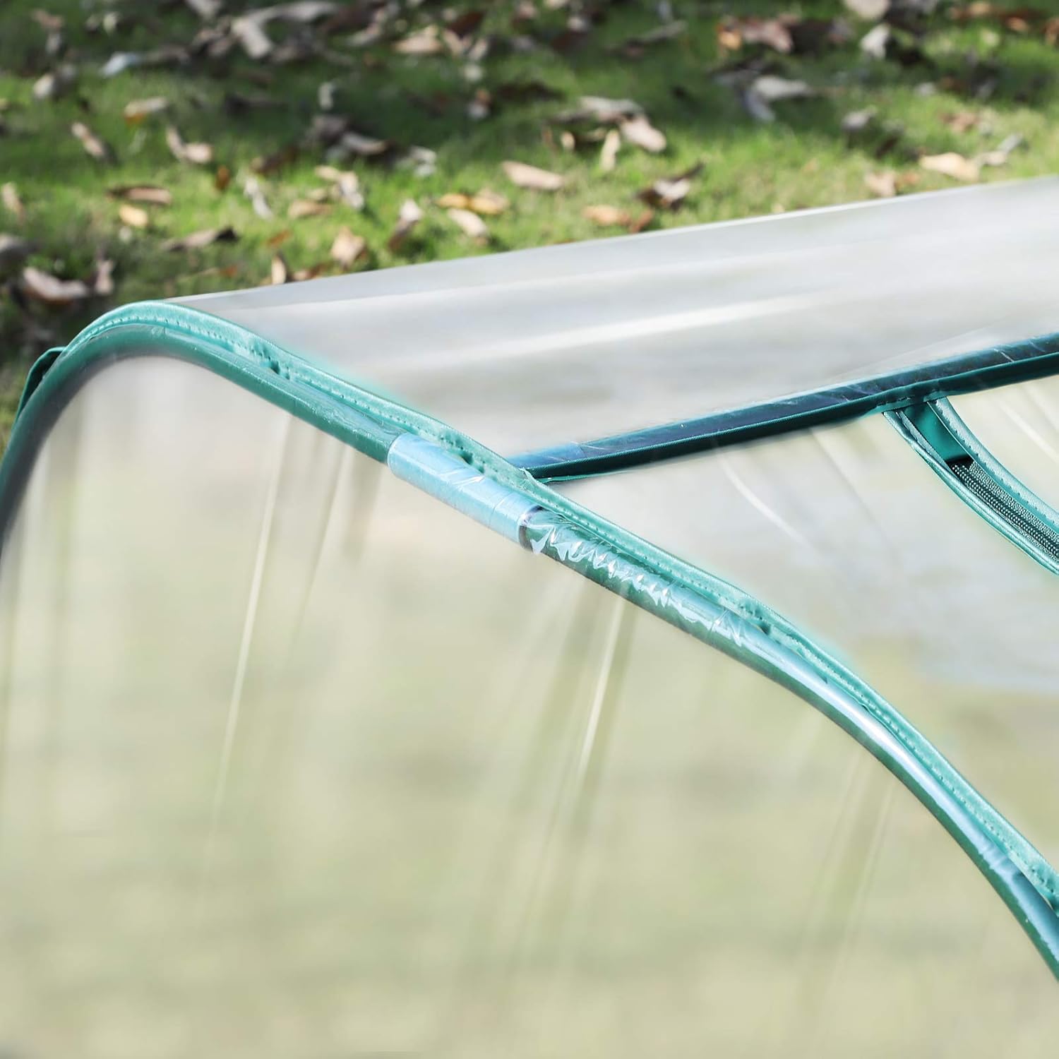 Outsunny PVC Tunnel Greenhouse Green Grow House Steel Frame for Garden Backyard with Zipper Doors 395 x 100 x 80cm, Clear - Image 5