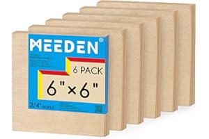 MEEDEN Unfinished Wood Canvas Board: 3/4” Deep 6x6” Wooden Canvas Panel Pack of 6 - Blank Cradled Wood Art Board for Painting