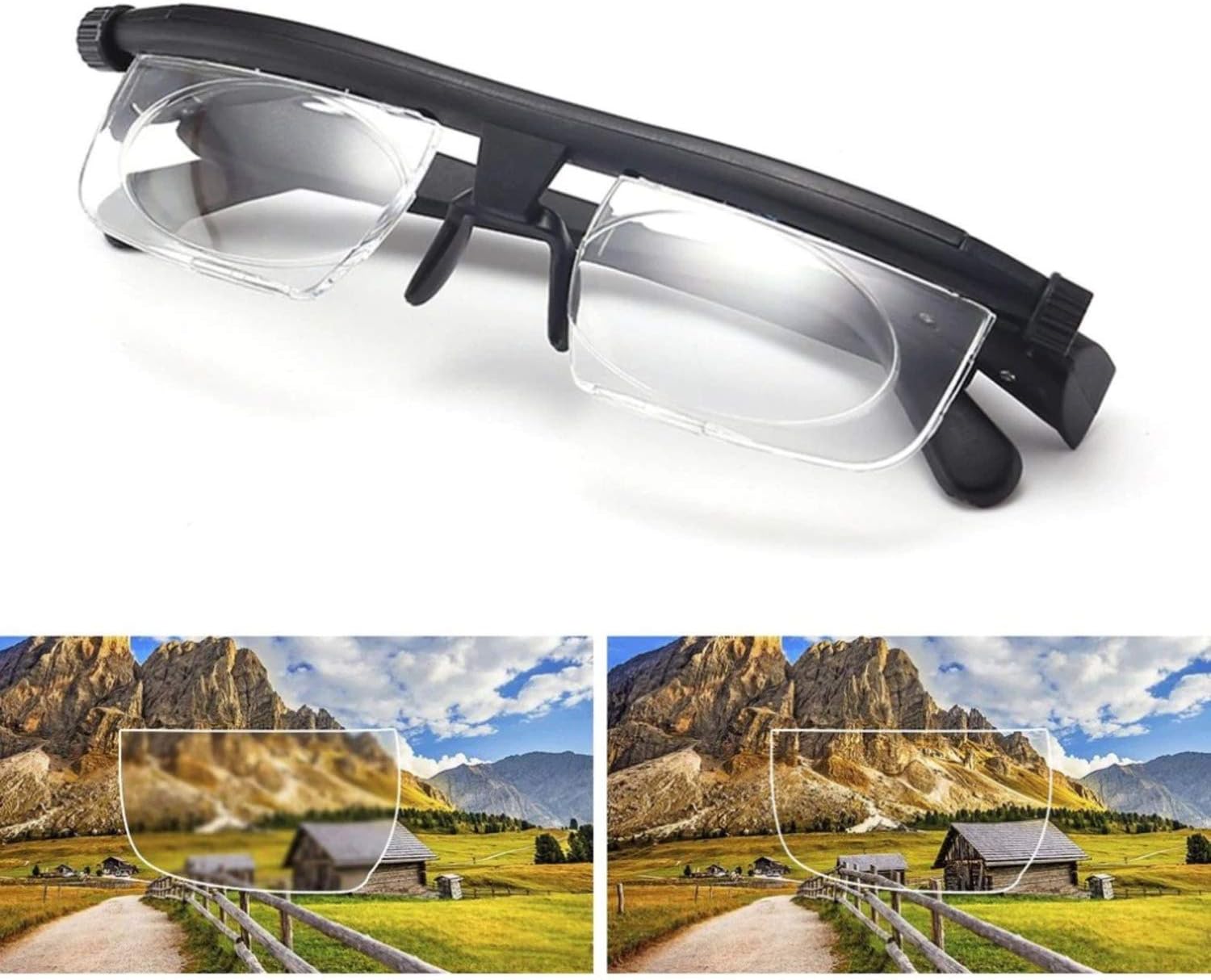 Memizo 2019 Focus Adjustable Eyeglasses -3 to +6 Diopters Myopia Glasses Reading Glasses