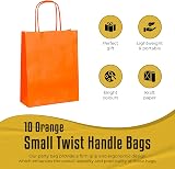 Thepaperbagstore 10 Orange Small Paper Party Bags With Handles 18x22x8cm view 2