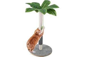 COZYYROME 33 inch Tall Scratching Posts for Indoor Cats, Cat Scratching Post, Cat Tree with Interactive Dangling Balls,Large Cat Scratching Post with Sisal Rope,Cat Scratcher for Indoor Cats Flower Cat Tree