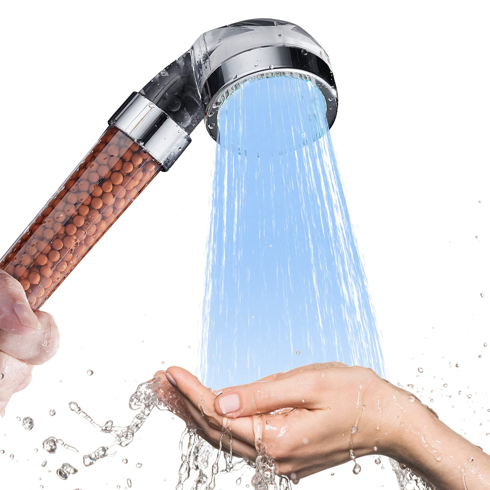LED Handheld Shower Head high Pressure, Filter Filtration Water Saving 3 Modes