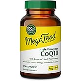 MegaFood High Absorption CoQ10 200mg Per Serving - with BioPerine Black Pepper Extract - Antioxidant Support for Cellular Energy & Healthy Aging - 60 Heart Health Supplements Capsules, 60 Servings