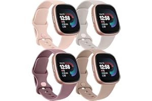 AK 4 PACK Bands Compatible with Fitbit Versa 4 & 3 Bands/Sense 2 / Sense Band Women Men, Classic Soft Straps for Fitbit Versa 4 / Versa 3 /Sense 2 / Sense Smart Watch
