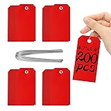 200 Pieces 4 3/4" x 2 3/8" Red Tags with Wires