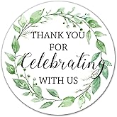 2 Inches Round Thank You for Celebrating with Us Stickers, Thank You Stickers for Wedding Favors, Bridal Showers, Birthdays, Parties and Baby Showers,Pack of 50.