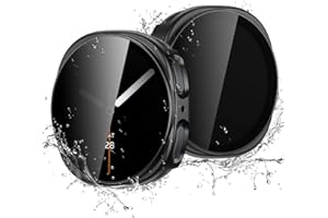 Easuny 2 Pack Waterproof Privacy Case with Tempered Glass Screen Protector for Samsung Galaxy Watch 8 44mm, Overall Protectio