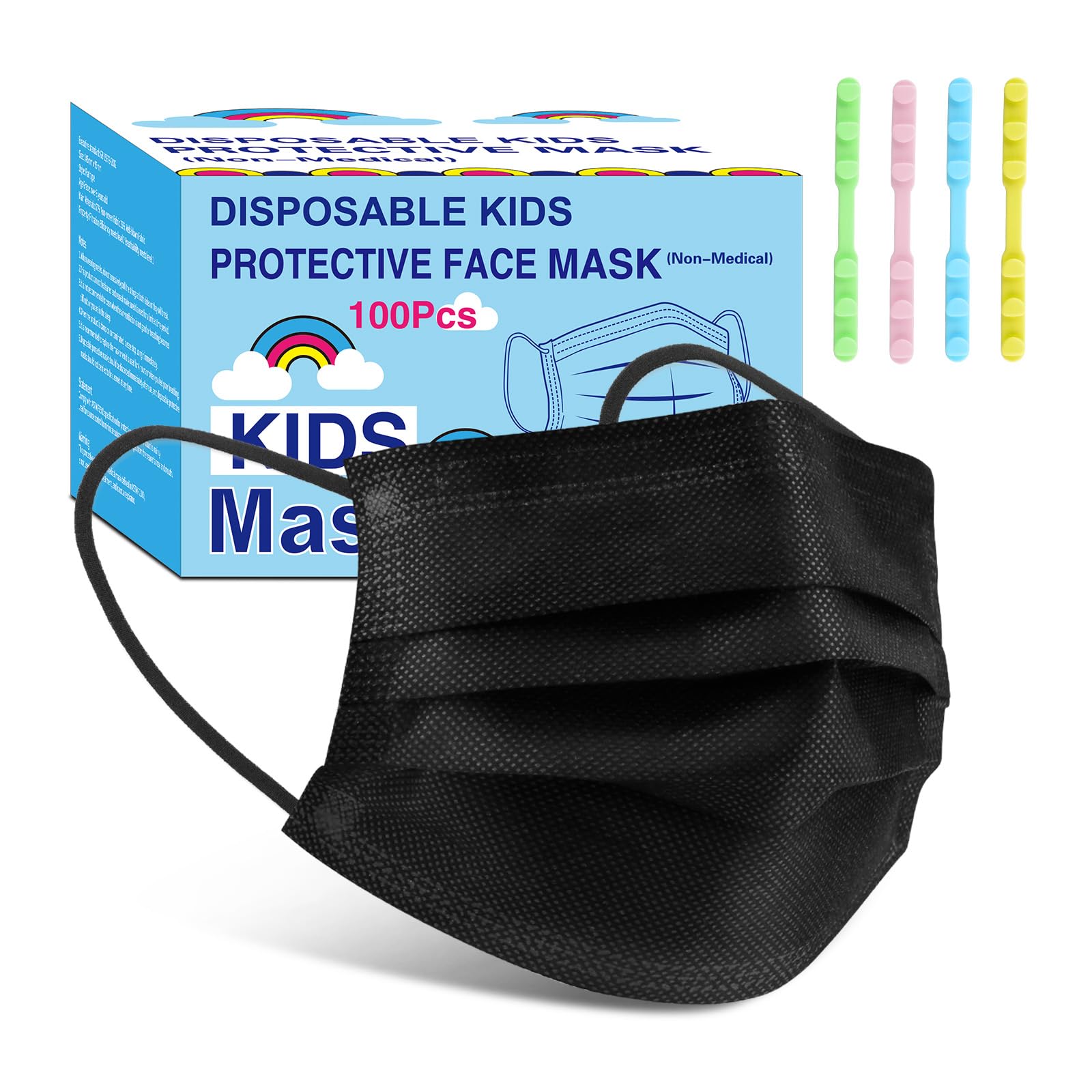 Photo 1 of Rasav Kids Disposable Face Masks 100Pcs,3 Ply Kids Masks Disposable Breathable Colorful Cute Face Masks for Children, Girls & Boys