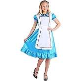 Wonderful Alice Costume for Women, Polyester Dress with Apron and Headband