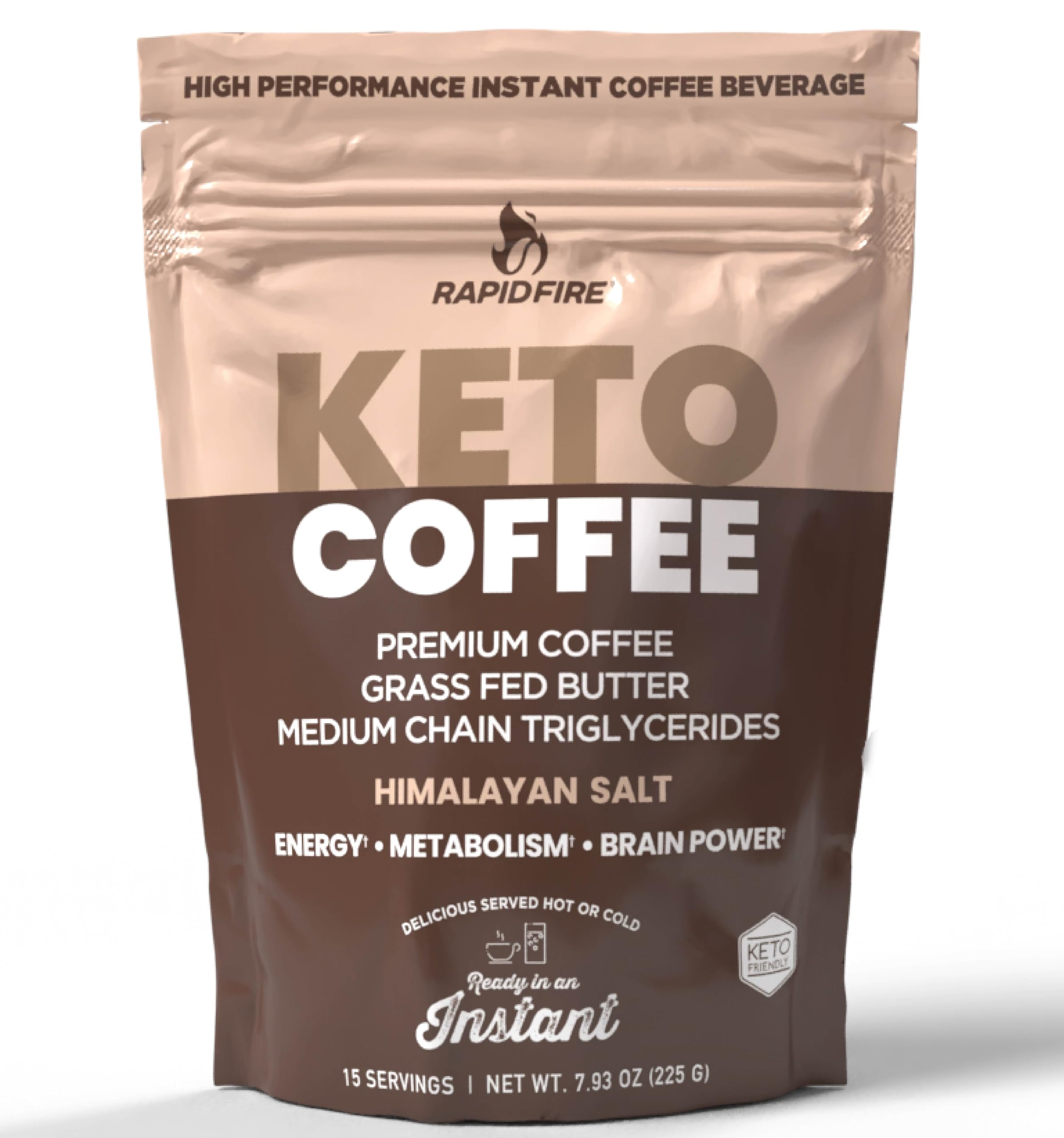 Rapid Fire Ketogenic Fair Trade Coffee Instant Mix, 7.93 oz. Bag (15 servings)