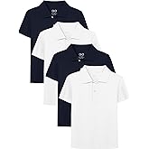 OHD 4 Pack Boys Polo Shirt Cotton School Uniform Polo Shirts for Boys Soft Kids Polo Shirt Multiple Color Short Sleeve Polo
