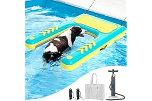 LESOTC Inflatable Dog Water Ramp, 60"x 40" Extra Large Boat Ramp Floating Dock for Pool Dock Lake Boat, Non-Slip EVA Floating Platform Swimming Float Ladder Steps Pup Plank Pool Ramps for Dogs Up to 240 lbs