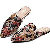 Tilocow Slip On Mules for Women Open Back Closed Pointed Toe Flats Womens Business Work Shoes Flavor Slides