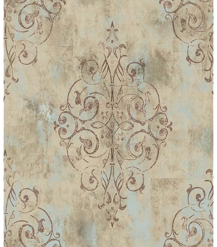 Amazon.com: Norwall Wallpaper Gold Regal 錦緞水紋背景,白色