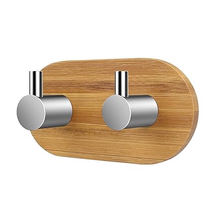SODIAL Adhesive Hook, Wall Hooks for Bathroom Towel Hooks Kitchen Room Hook Stick, Bamboo