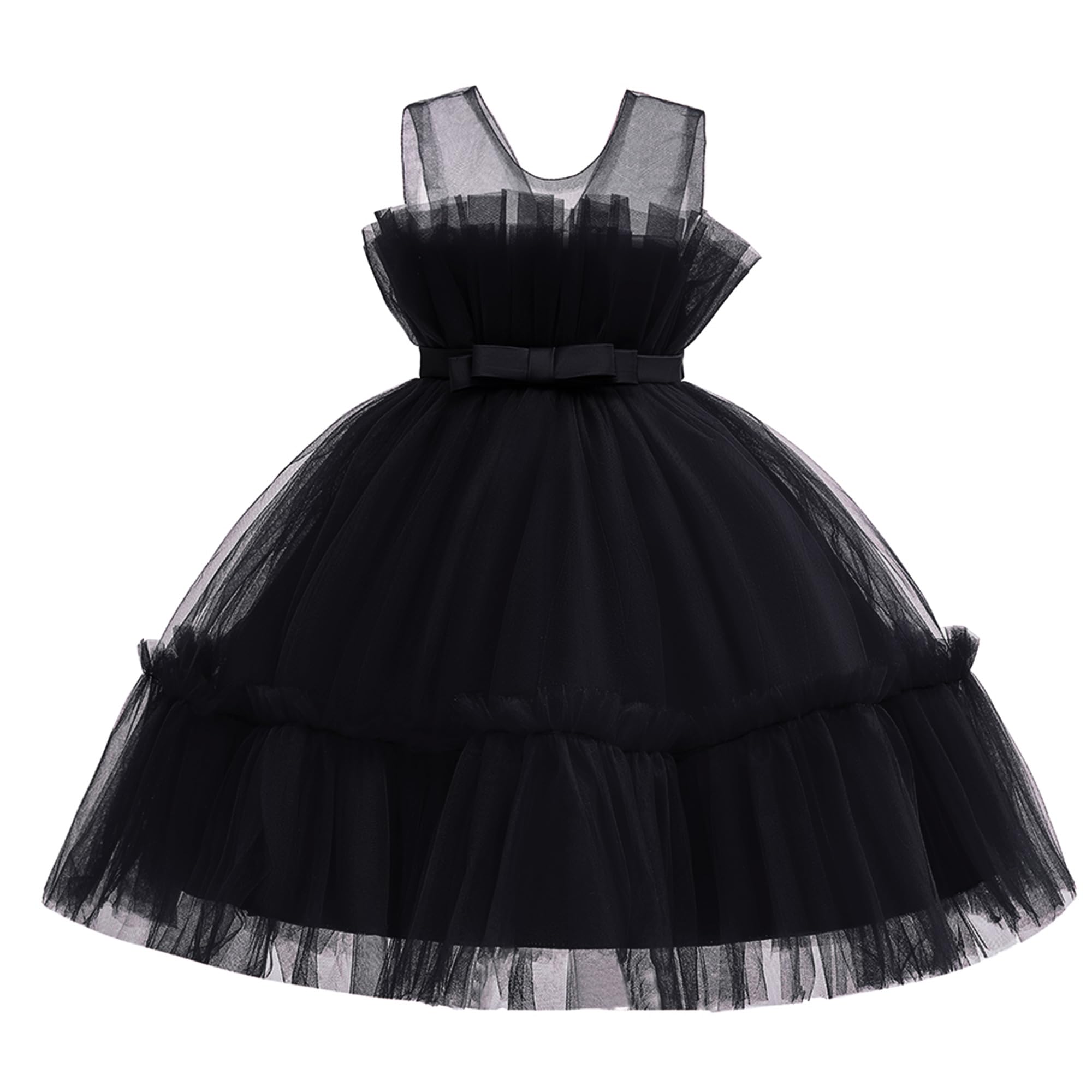 Photo 1 of Infant Baby Girls Big Bowknot Flower Dresses Easter Tutu Dress Bowknot Flower Gown Wedding Pageant Tutu Gown Dresses 12M 24M Black 90