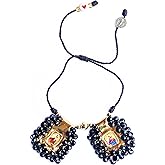 Sacred Scapular Bracelet Handmade Murano Black Stone Wristband of Sacred Heart of Jesus, Holy Virgin of Carmen, St. Michael Archangel. 3cm x 3cm by Zaraleas