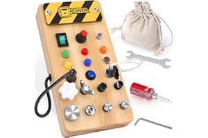 HOAROSALL Screwdriver Tool Set Busy Board, Toddler Wooden Sensory Toys Montessori Toys for 3+ Year Old with Storage Bag and Tool for Kids 3-6 Year Old Boys