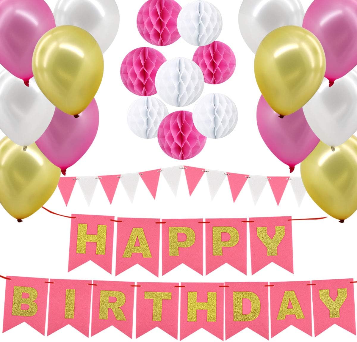 Mariage Triangle Banderole Banniere De Decoration Inclus Happy Birthday Bannieres 12 Ballons Pour Filles Pour Anniversaire Gyvazla Decorations Anniversaire Fetes Baby Shower 8 Boules En Papier Jouets Fantaisie Et Gadgets Accessoires De