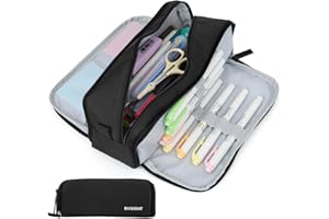 GERMUN Large Capacity Pencil Case, School College Office Pen Pouch Pencil Bag, Multifunctional Cosmetic Stationery Bag Pouch Holder Organizer for Teen Girl Boy Men Women Adult Black