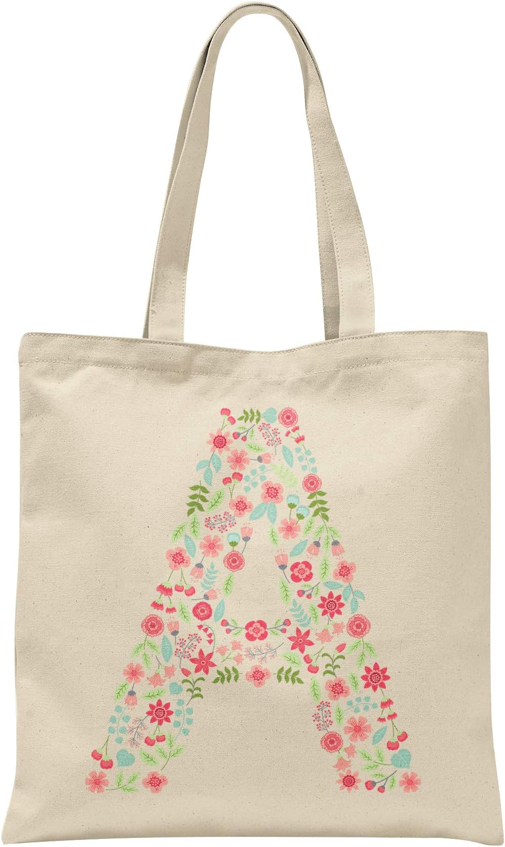 Personalised Floral Alphabet Tote Bag Any Letter Shopper Birthday Gift Present