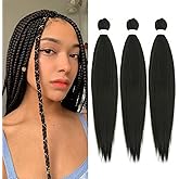 Braiding Hair Pre stretched 14 Inch 3 Packs Natural Black Kanekalon Pre-stretched Braiding Hair EZ Braid Yaki Texture Synthet