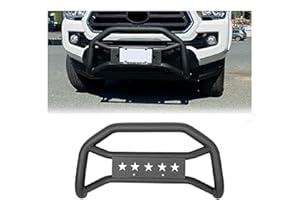 ECOTRIC Front Bull Bar Compatible with 2005-2023 Toyota Tacoma Pickup Truck Bumper Brush Grill Grille Guard Heavy Duty Steel 