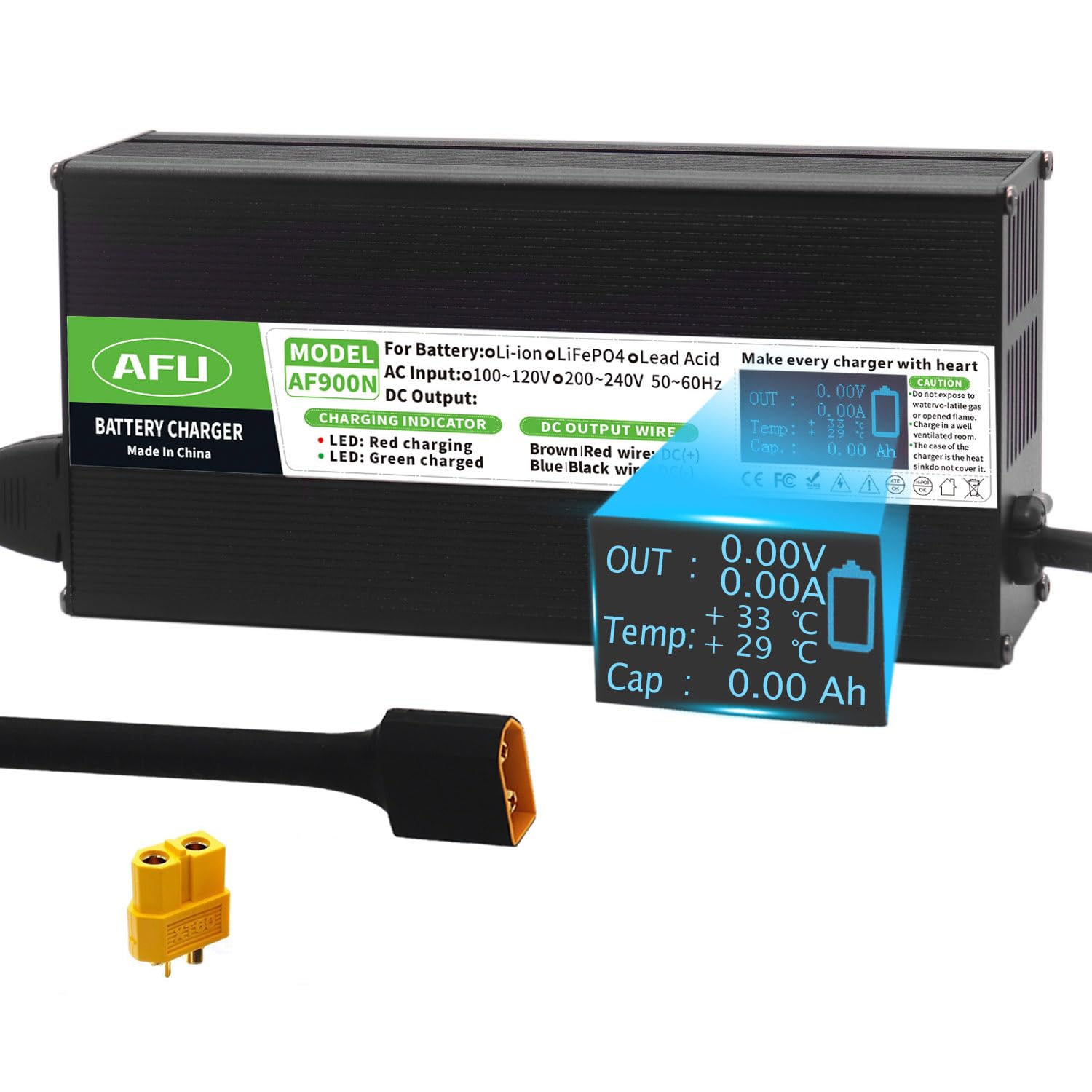Photo 1 of 54.6V 15A Battery Charger Case Safe and Durable with Charging Display Used for 13S 48V Lithium Battery Smart Charger DC Output XT60 Connector
