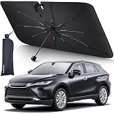 Aomiker Car Windshield Sun Shade Umbrella - [10 Fiberglass Ribs] Foldable Front Windshield Cover, Heat Insulation Protection, 5 Layers UV Block Coating, Wind Cover for SUV Auto Sedan (57